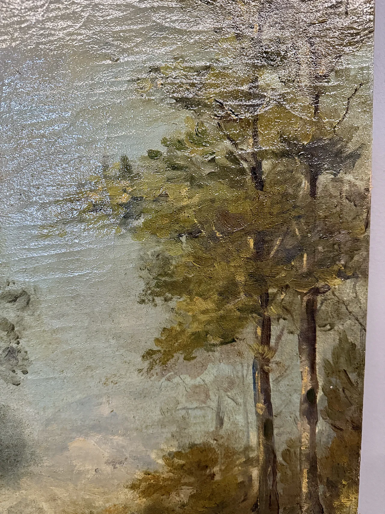 Antique landscape and character painting, 19th century, oil on canvas, 59x42cm. 5