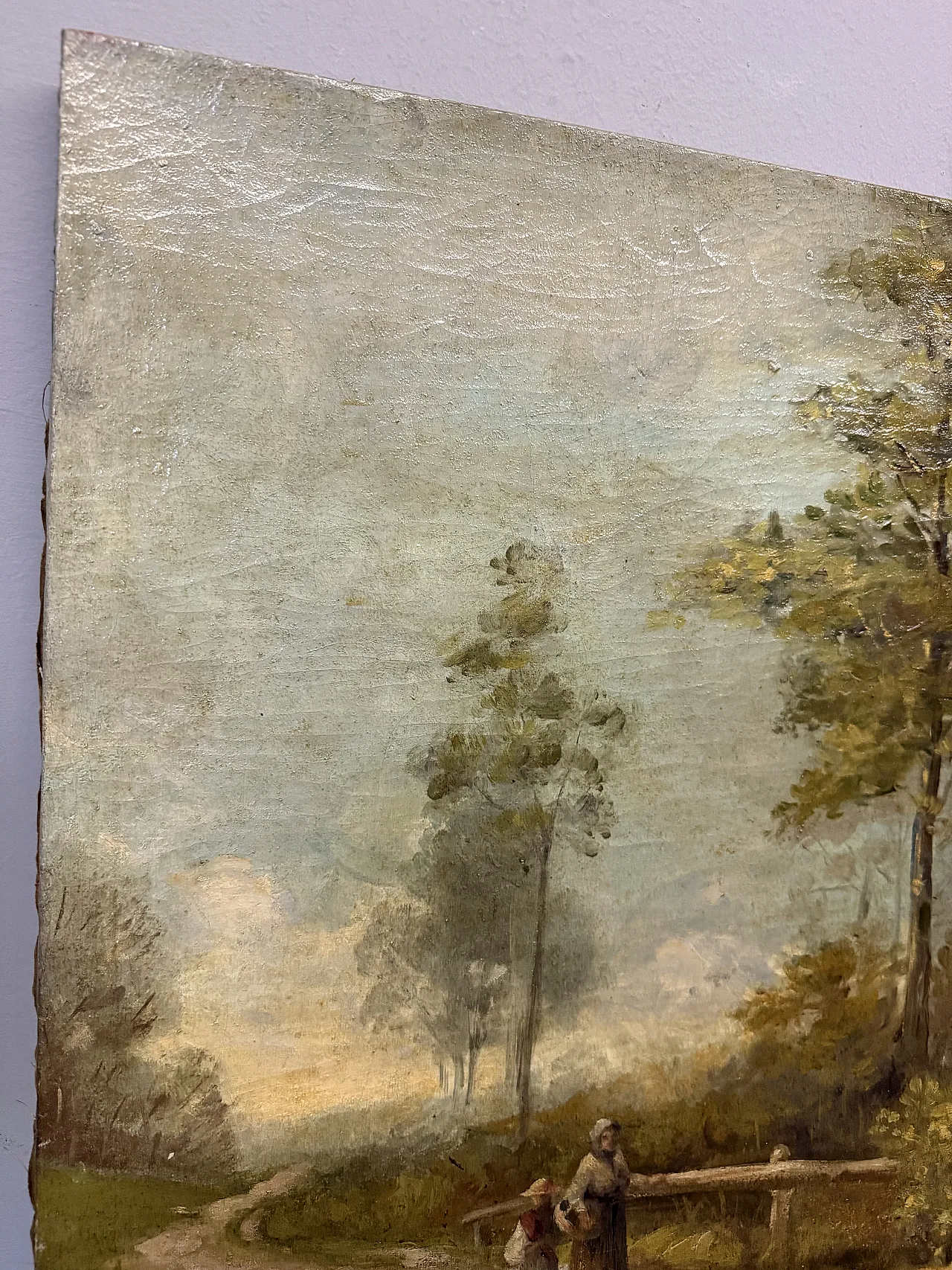 Antique landscape and character painting, 19th century, oil on canvas, 59x42cm. 6
