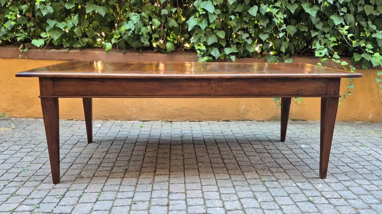 Louis XVI style dining table in oak, walnut and cherry, 19th century 1