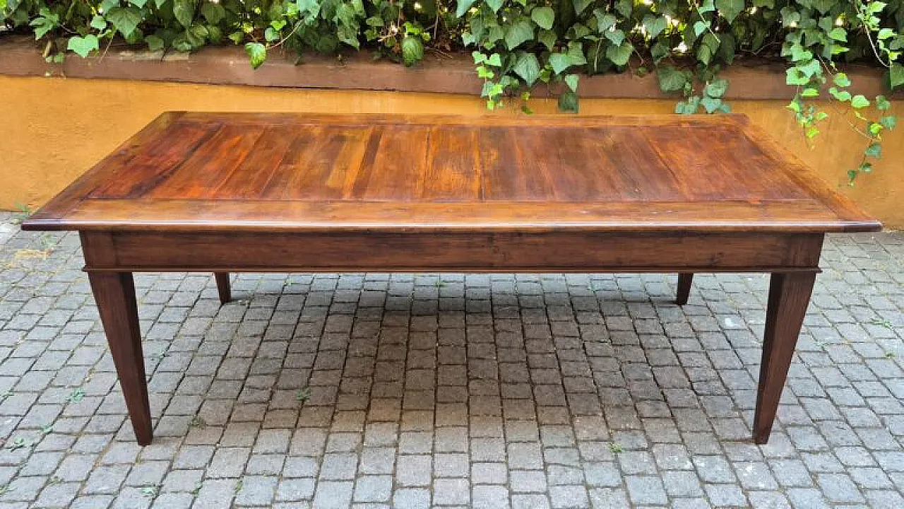 Louis XVI style dining table in oak, walnut and cherry, 19th century 3