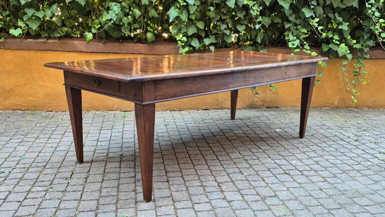 Louis XVI style dining table in oak, walnut and cherry, 19th century 4