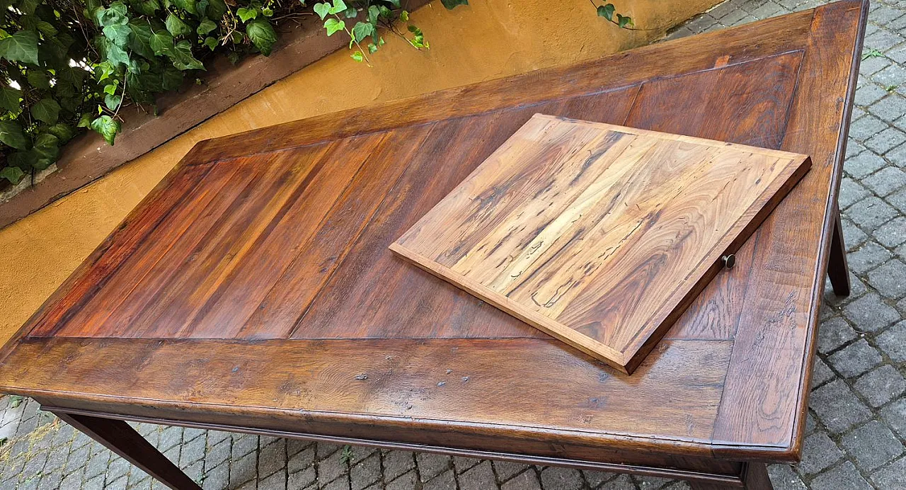 Louis XVI style dining table in oak, walnut and cherry, 19th century 7