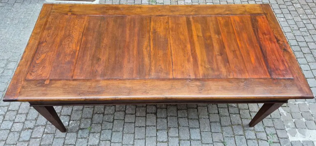 Louis XVI style dining table in oak, walnut and cherry, 19th century 9