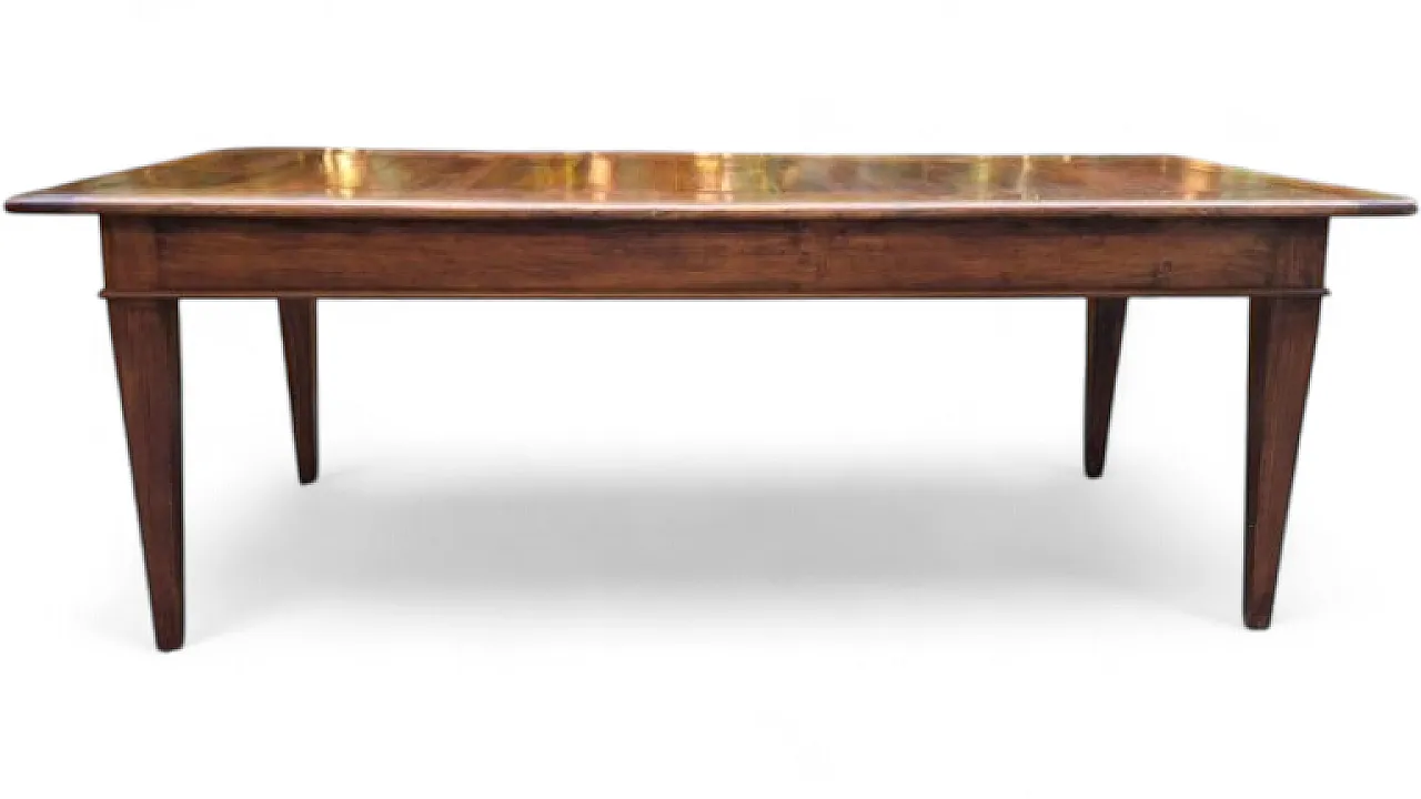 Louis XVI style dining table in oak, walnut and cherry, 19th century 10