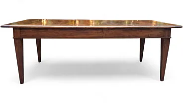 Louis XVI style dining table in oak, walnut and cherry, 19th century