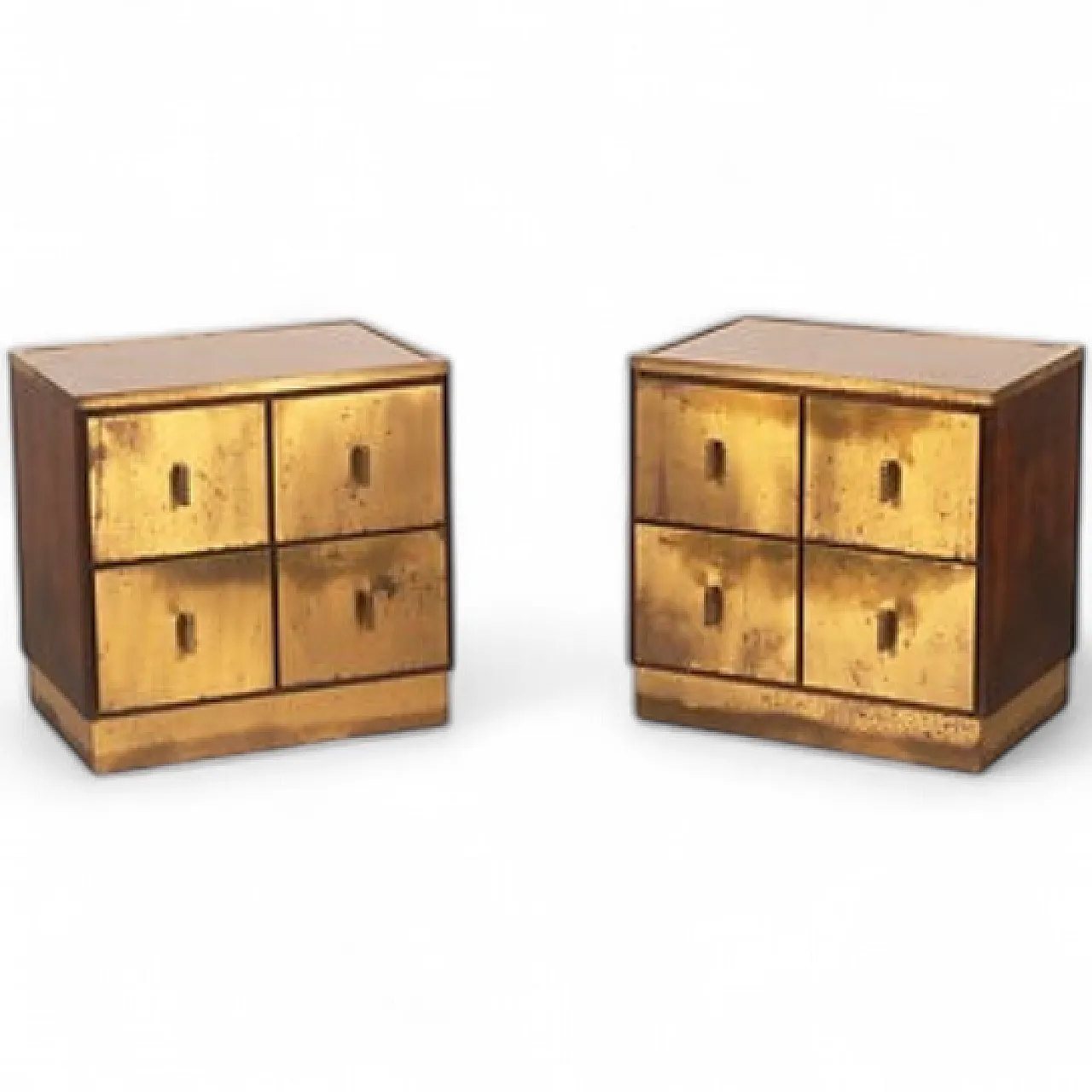 Aldo Frigerio walnut burl and brass nightstands, 1970s 14