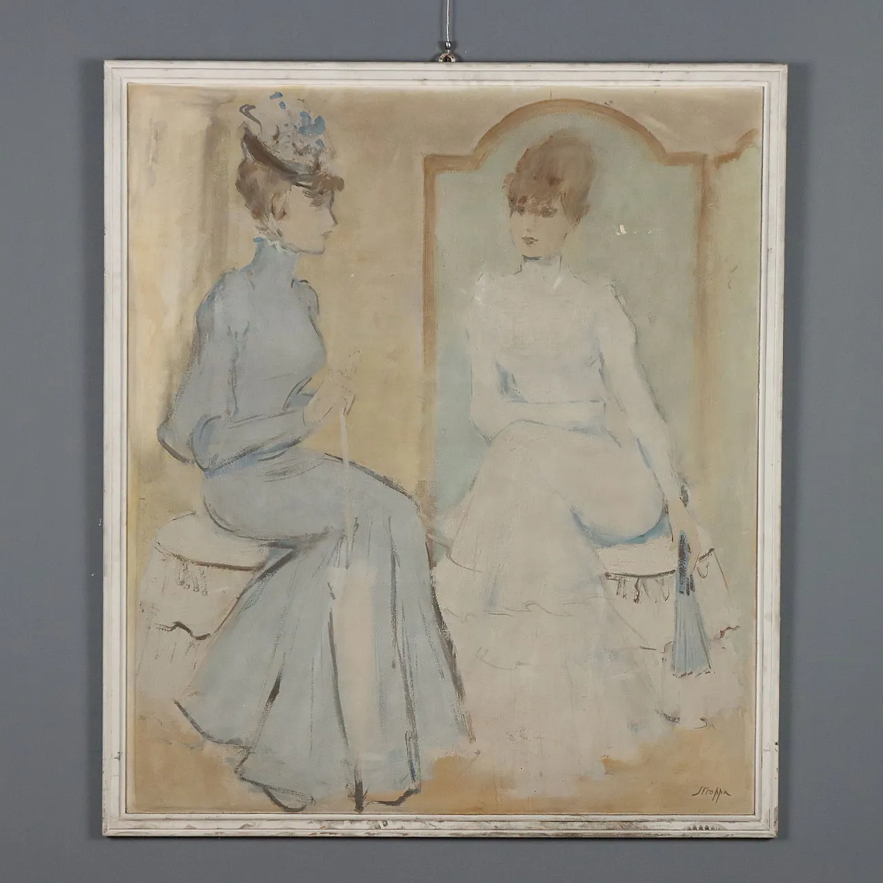 Painting by Leonardo Stroppa, oil on masonite, 20th century 1