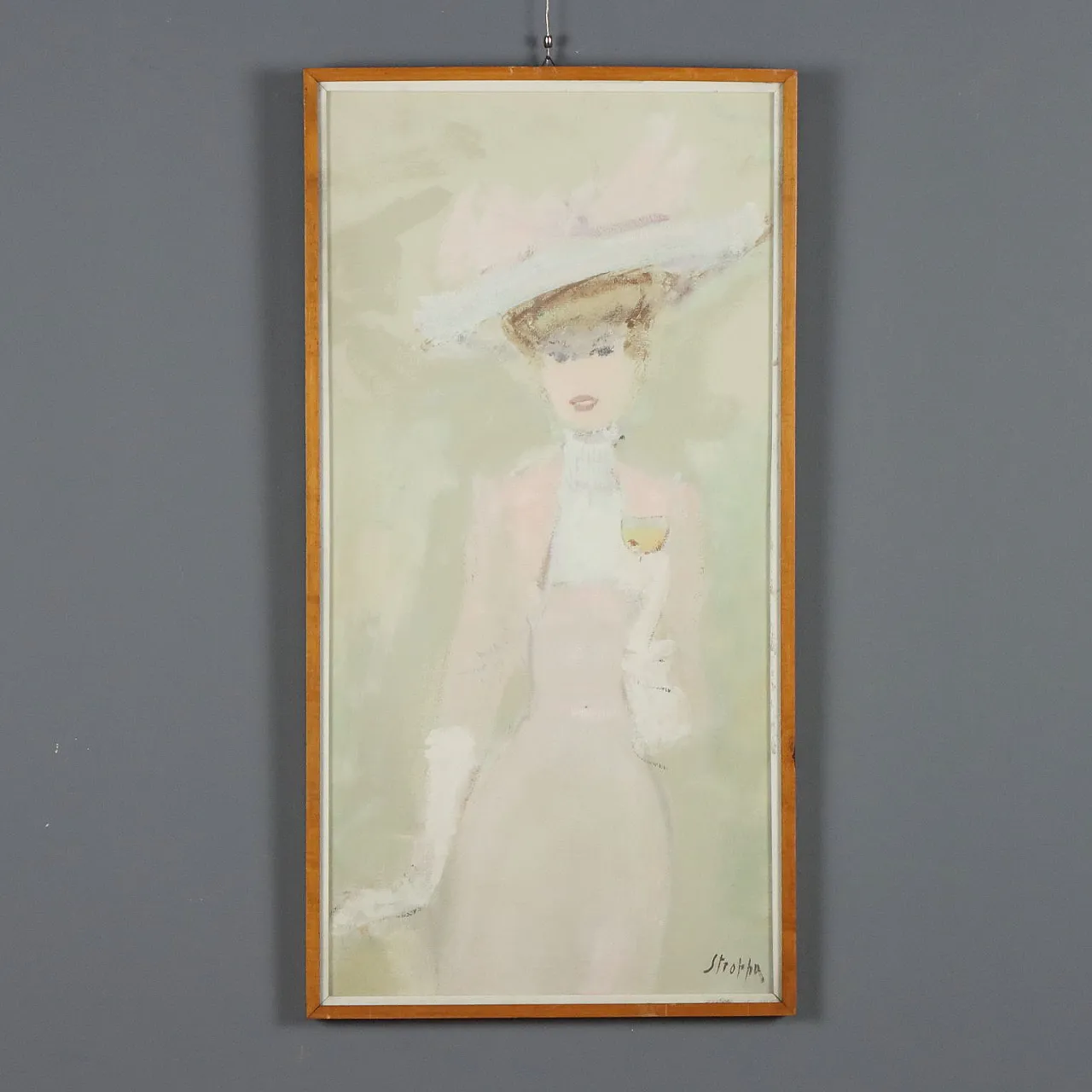 Painting by Leonardo Stroppa, oil on hardboard, 20th century 1