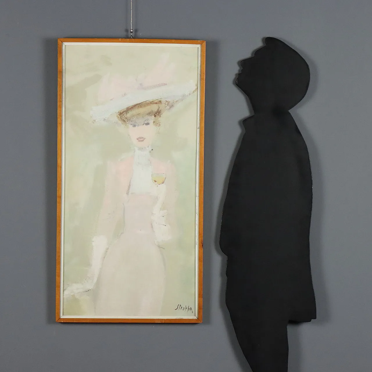 Painting by Leonardo Stroppa, oil on hardboard, 20th century 2