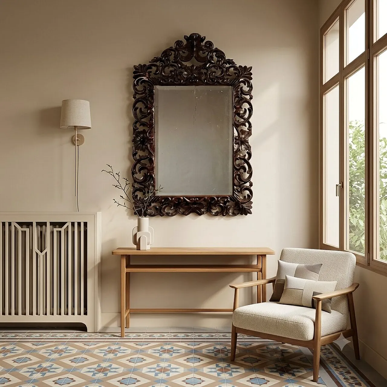 Specchio in stile Barocco in legno laccato, inizio '900 2