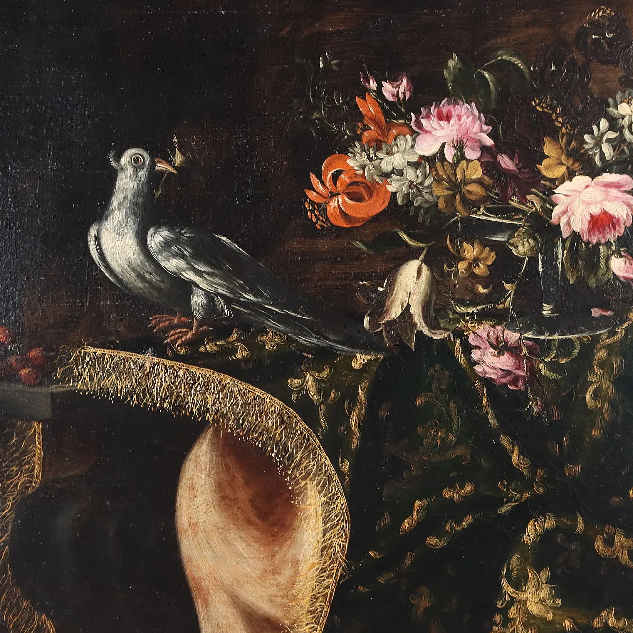Still Life with Flowers and Birds, oil on canvas, 17th century 1