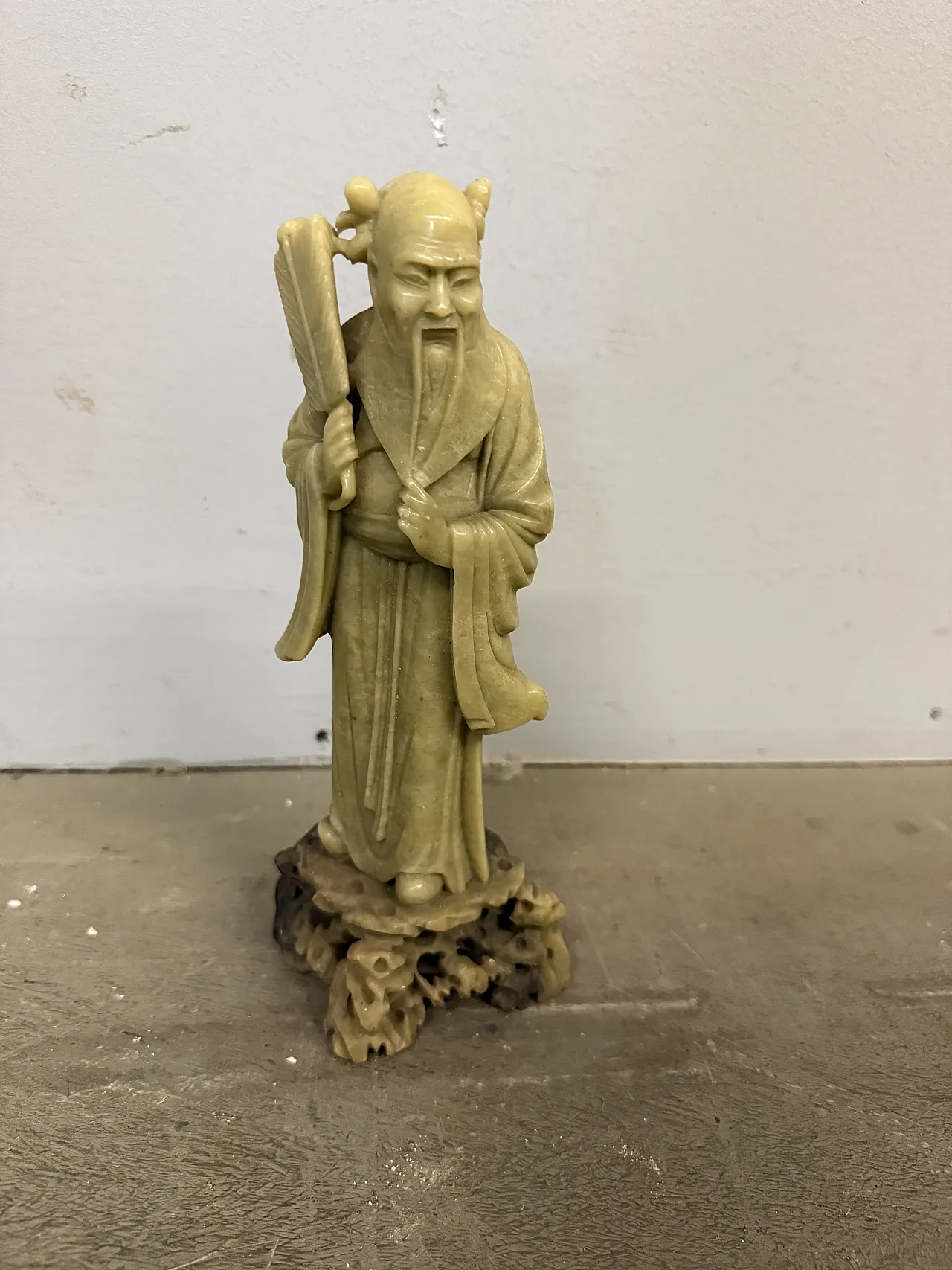 Vecchia scultura cinese in pietra saponaria raffigurante Shou Lao 2