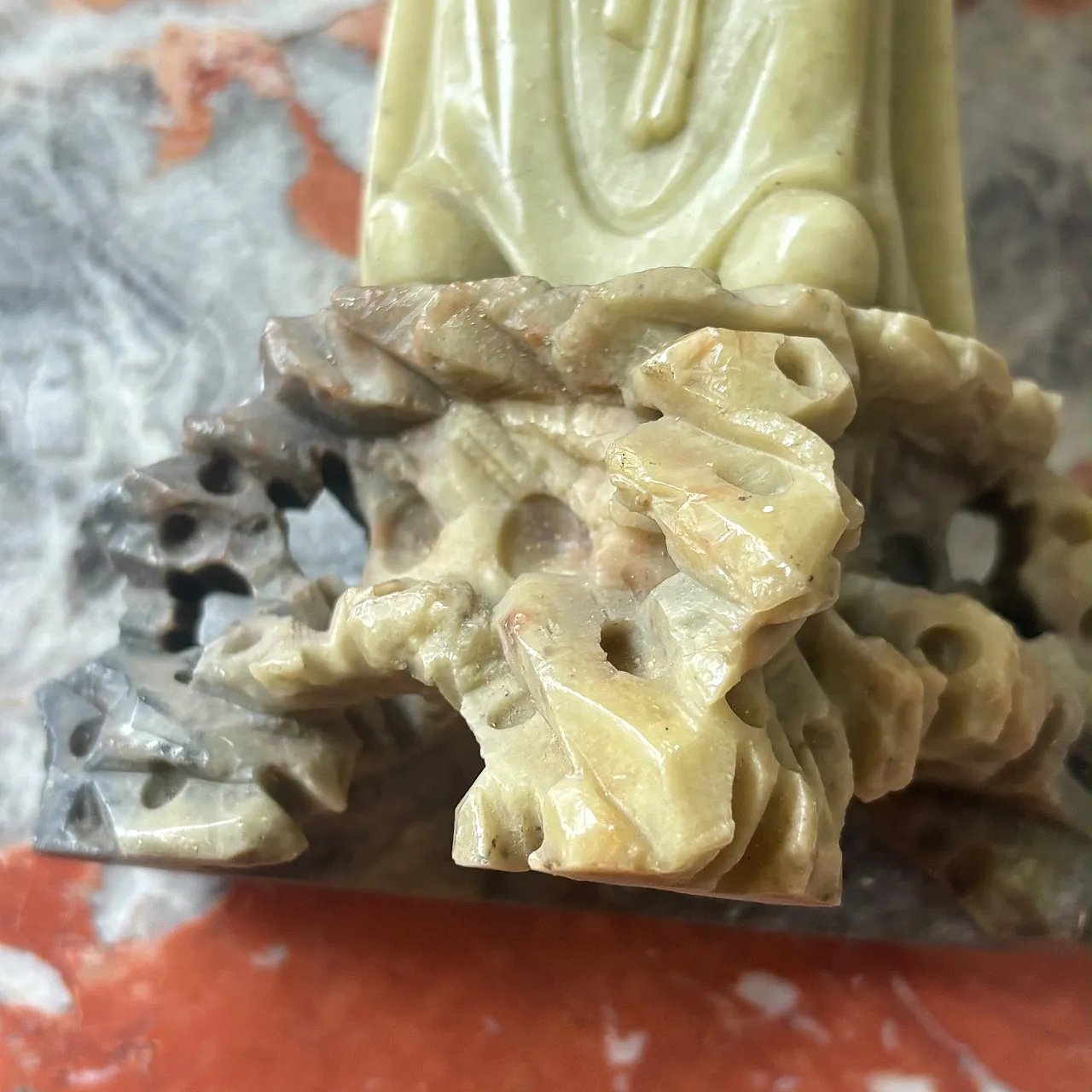 Vecchia scultura cinese in pietra saponaria raffigurante Shou Lao 4