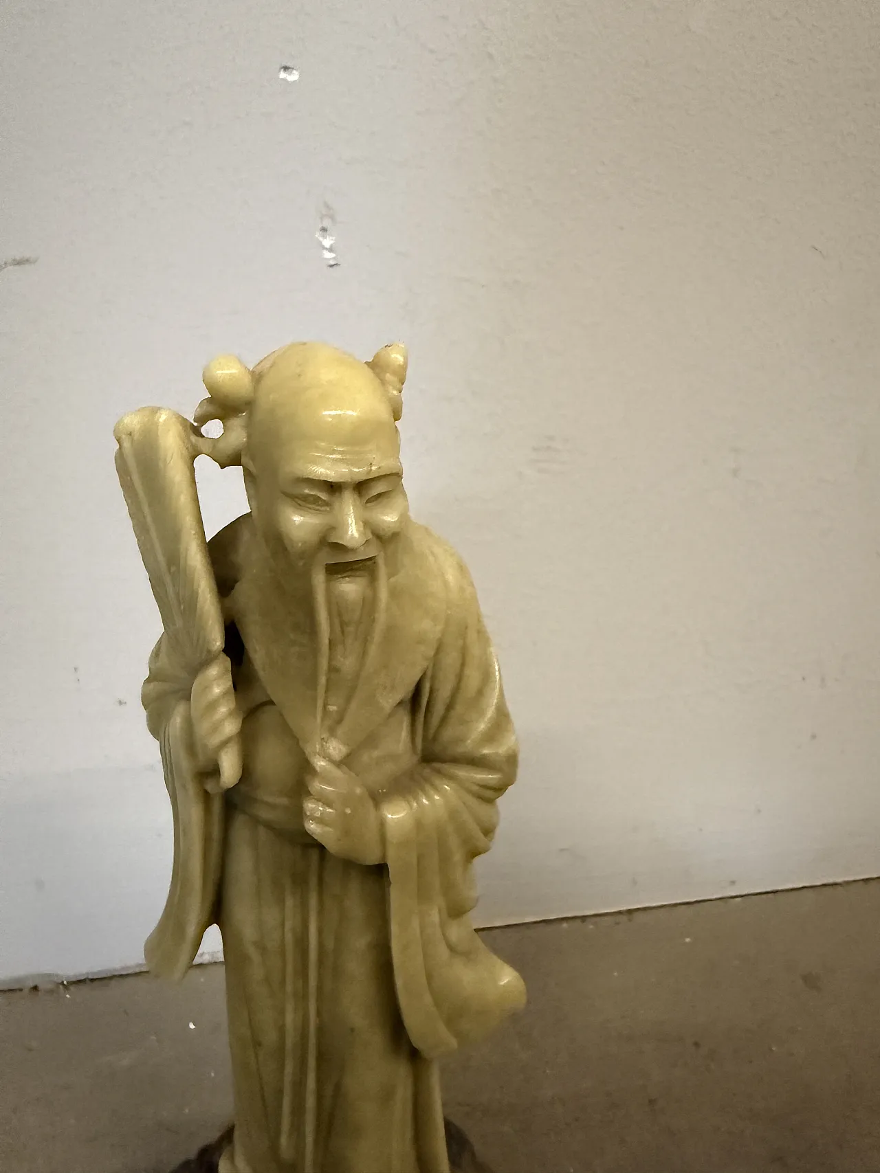 Vecchia scultura cinese in pietra saponaria raffigurante Shou Lao 11