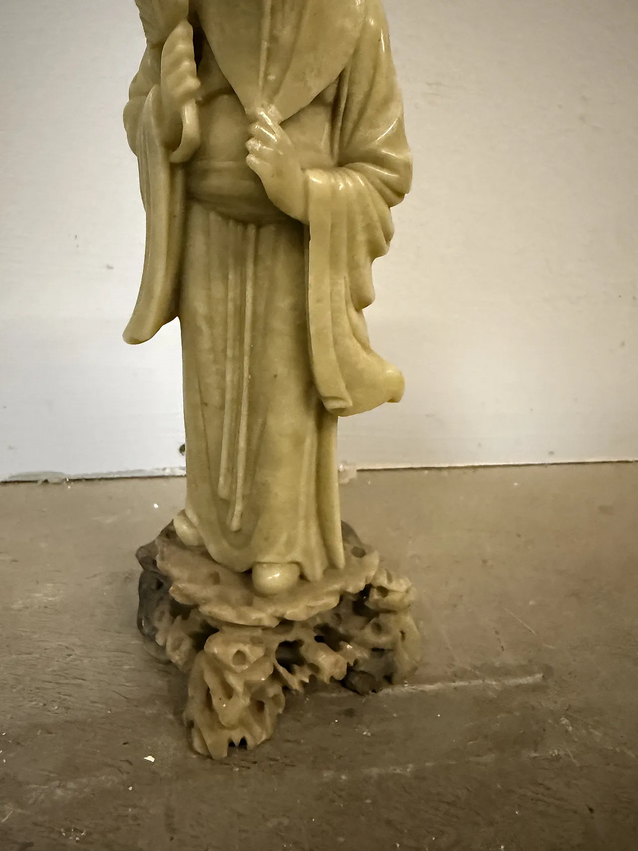 Vecchia scultura cinese in pietra saponaria raffigurante Shou Lao 12