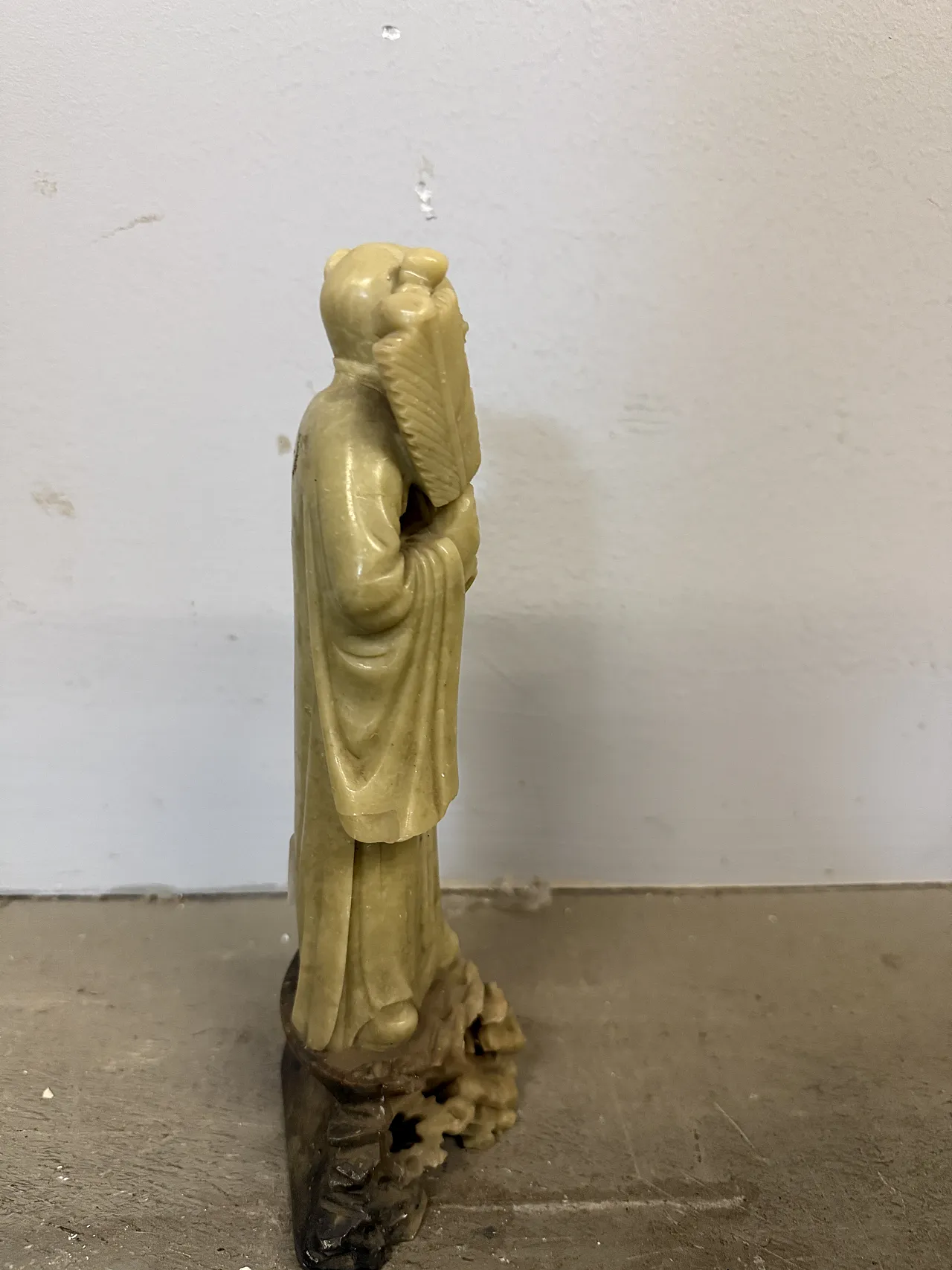 Vecchia scultura cinese in pietra saponaria raffigurante Shou Lao 15