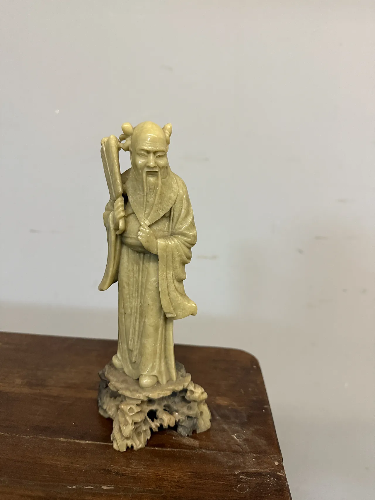 Vecchia scultura cinese in pietra saponaria raffigurante Shou Lao 18