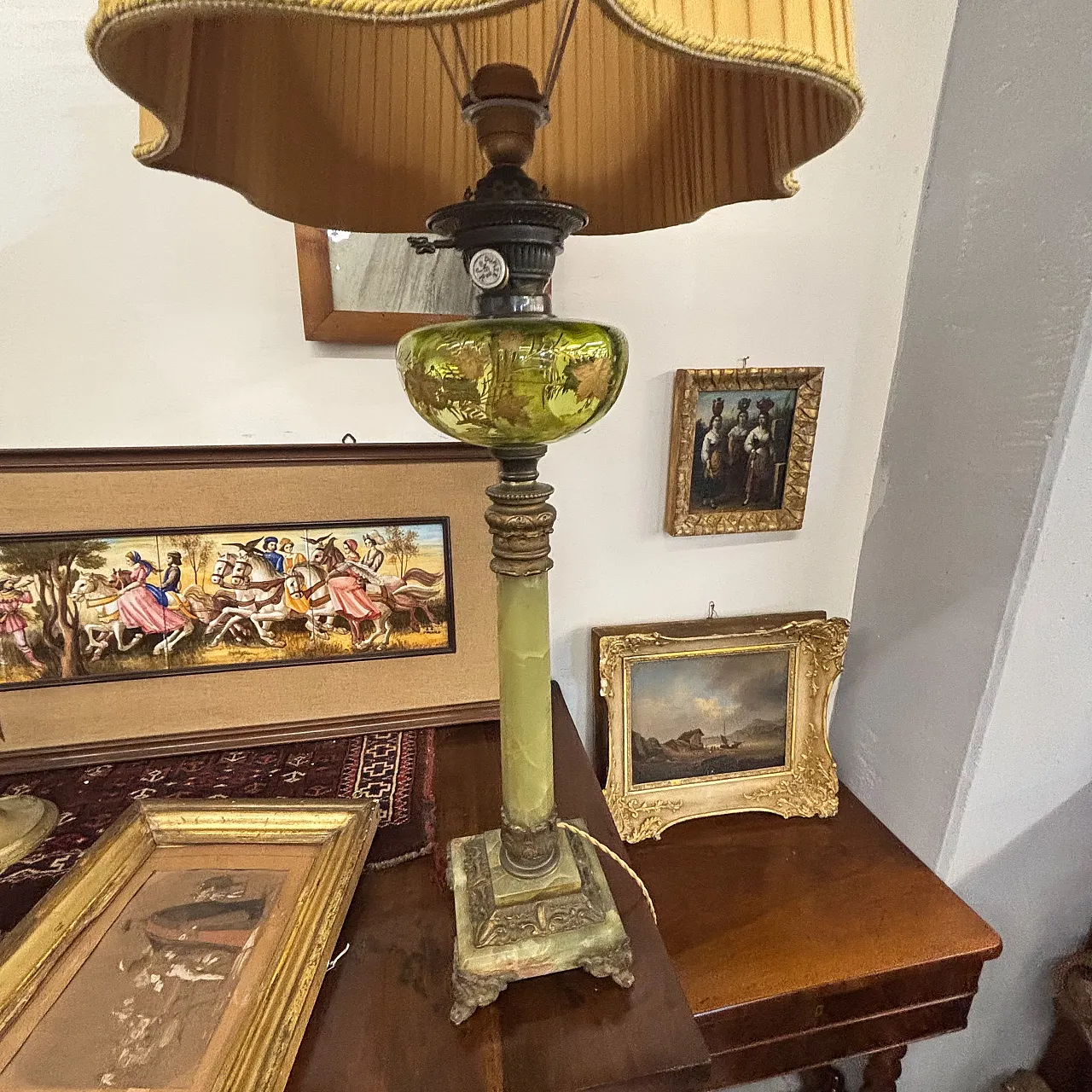 Bellissima lampada antica a petrolio vittoriana, XIX sec, 96x31cm 11