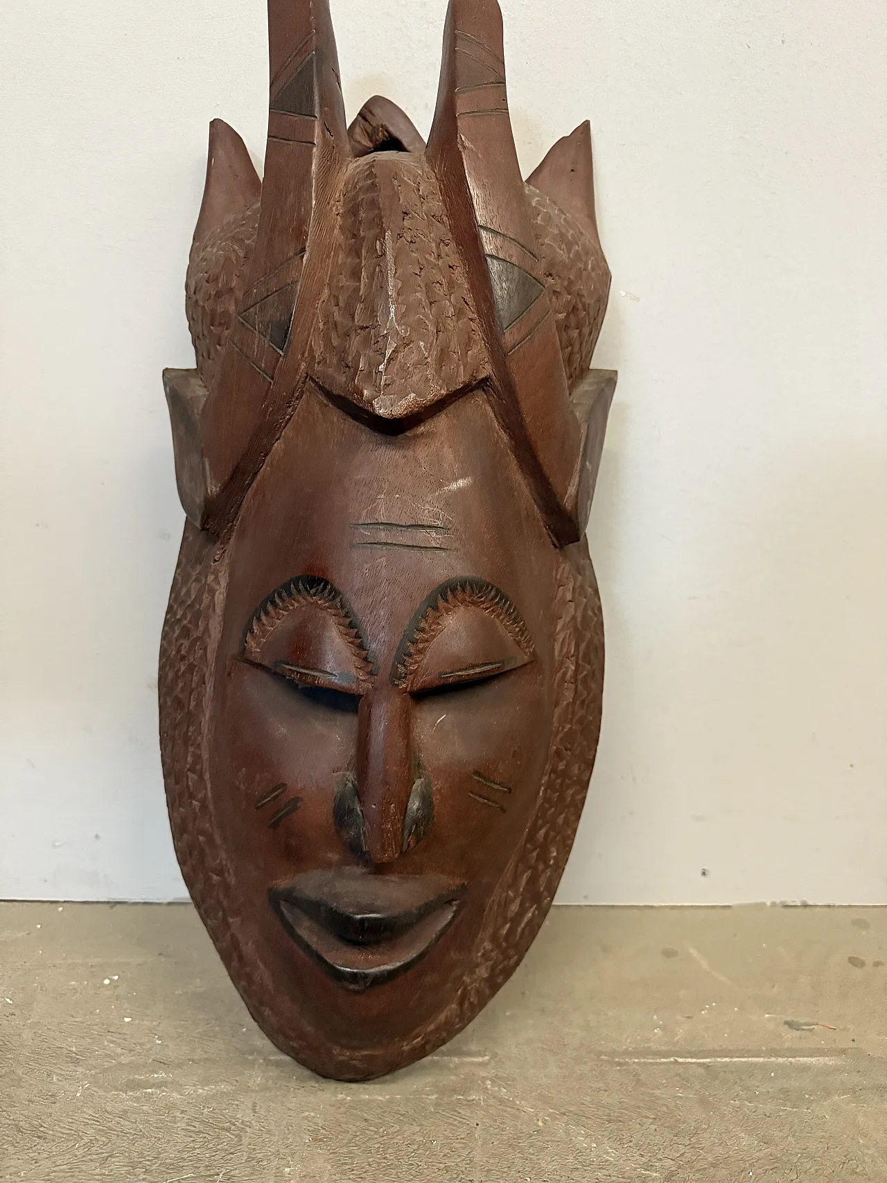Hand Carved Hardwood African Tribal Mask, 20th c. 1