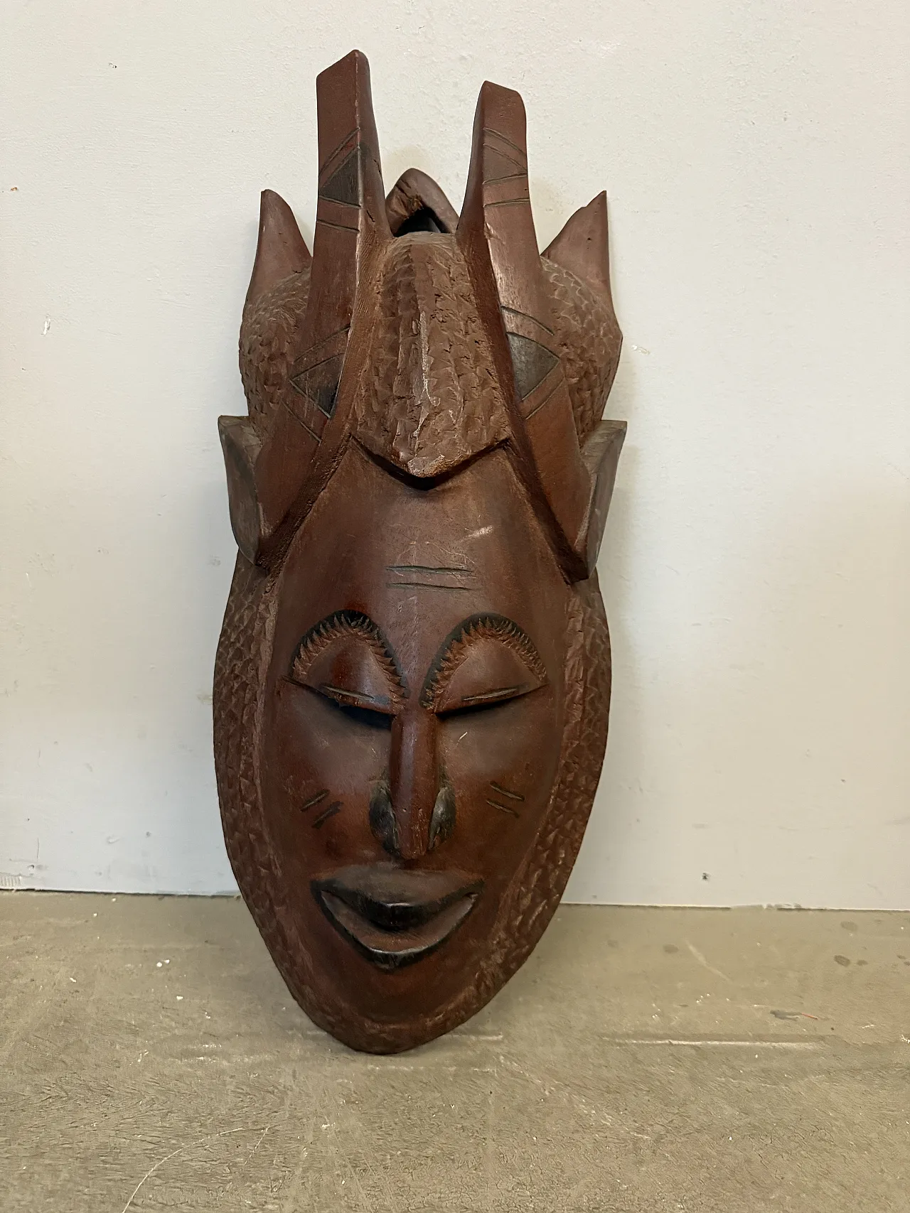 Hand Carved Hardwood African Tribal Mask, 20th c. 2