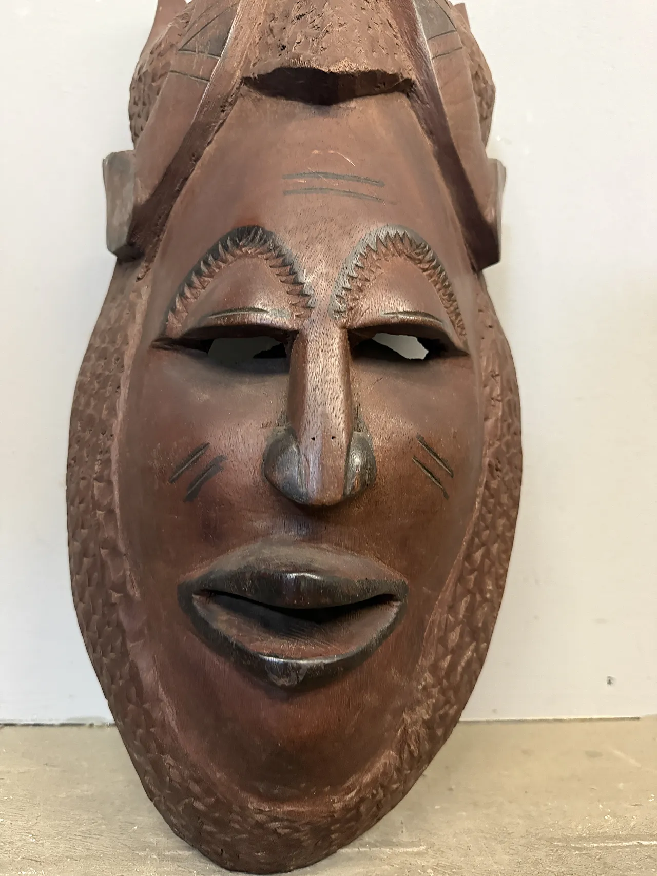 Hand Carved Hardwood African Tribal Mask, 20th c. 4