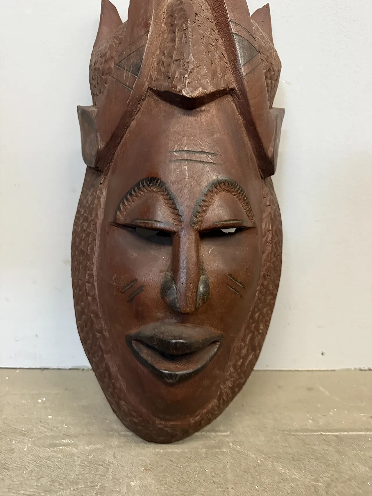 Hand Carved Hardwood African Tribal Mask, 20th c. 5