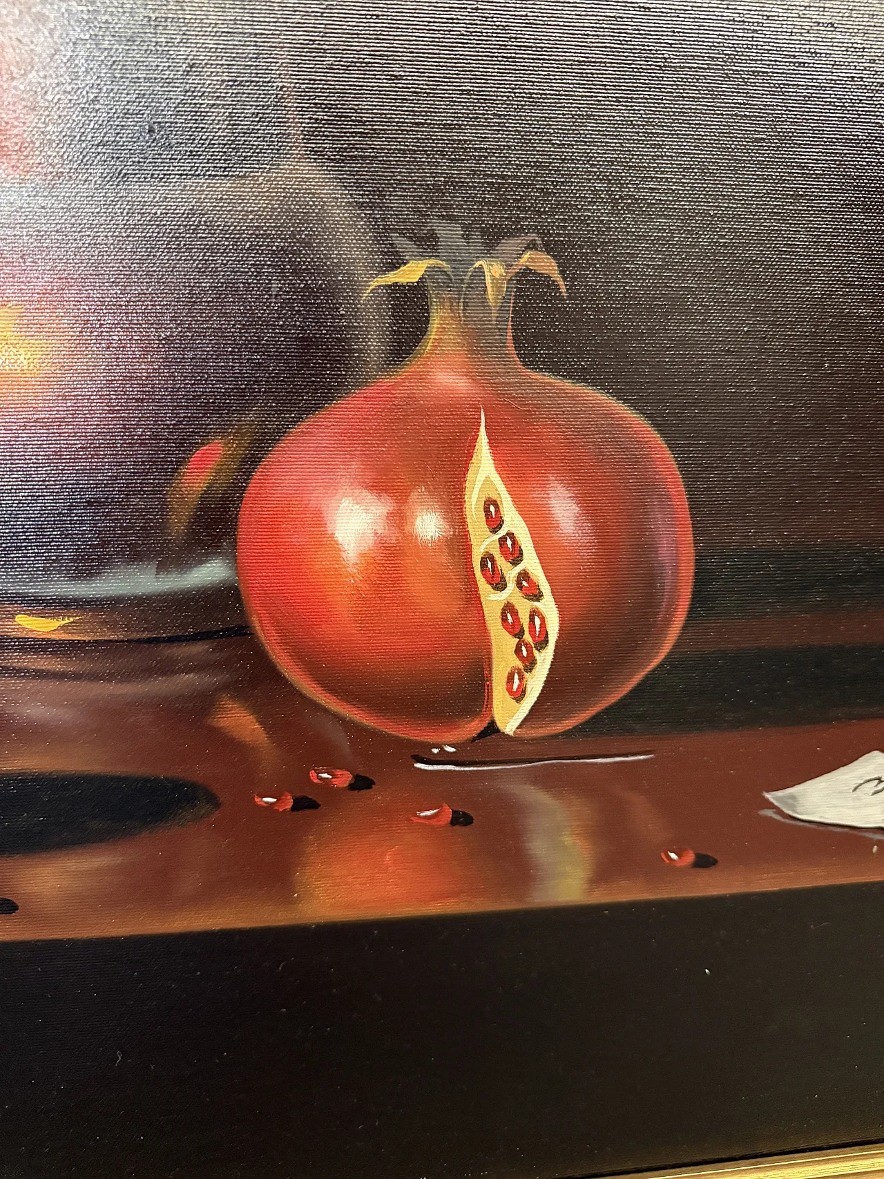 Oil painting on canvas, modern and contemporary art with pomegranates, 70x60 9