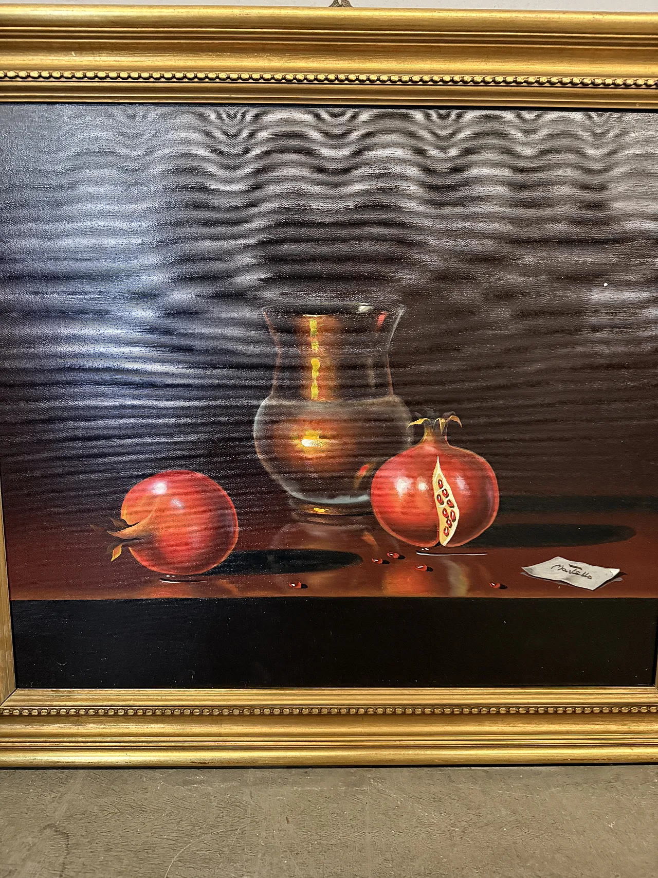 Oil painting on canvas, modern and contemporary art with pomegranates, 70x60 16