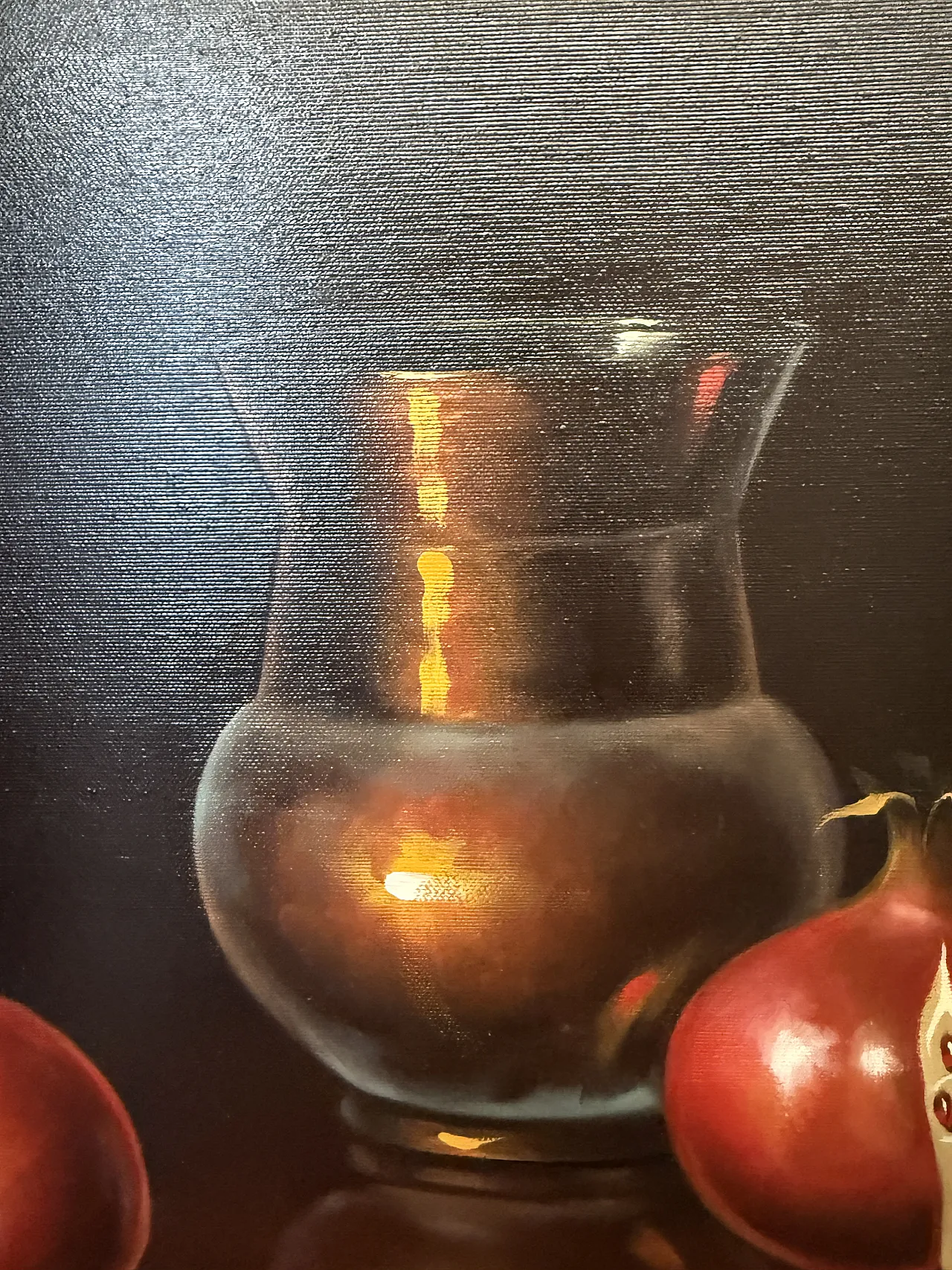 Oil painting on canvas, modern and contemporary art with pomegranates, 70x60 21