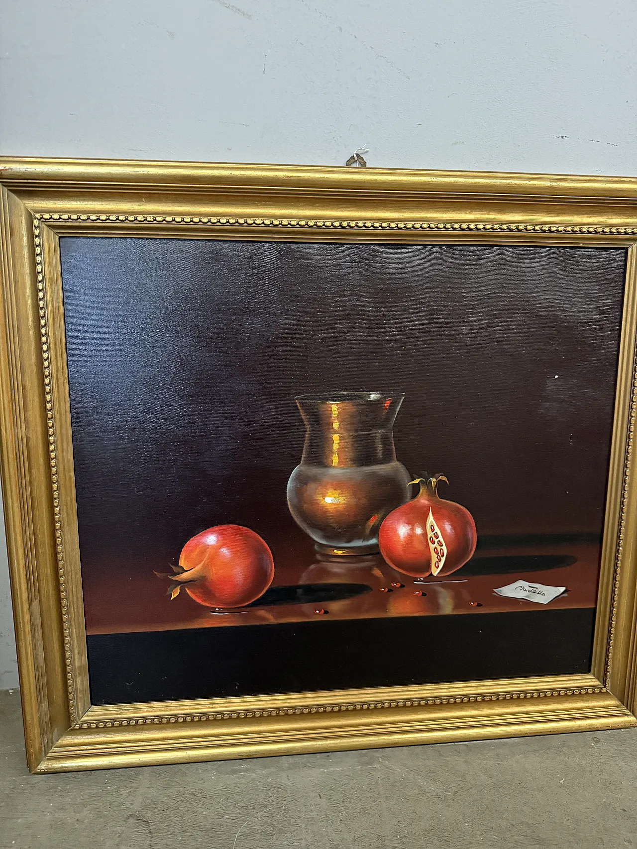 Oil painting on canvas, modern and contemporary art with pomegranates, 70x60 25
