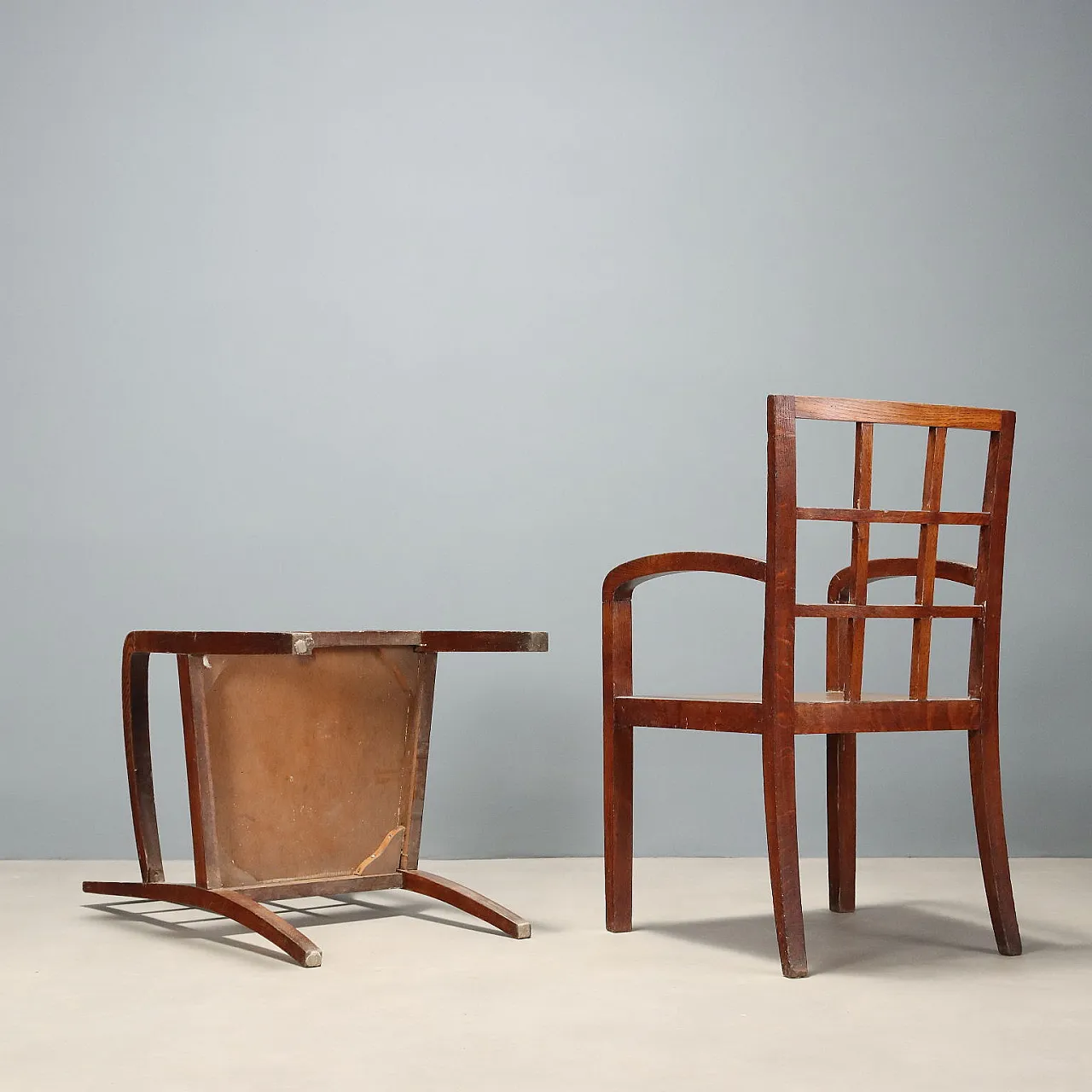 Pair of Art Deco oak armchairs, 20th century 8