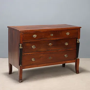 Empire chest of drawers in walnut, 19th century