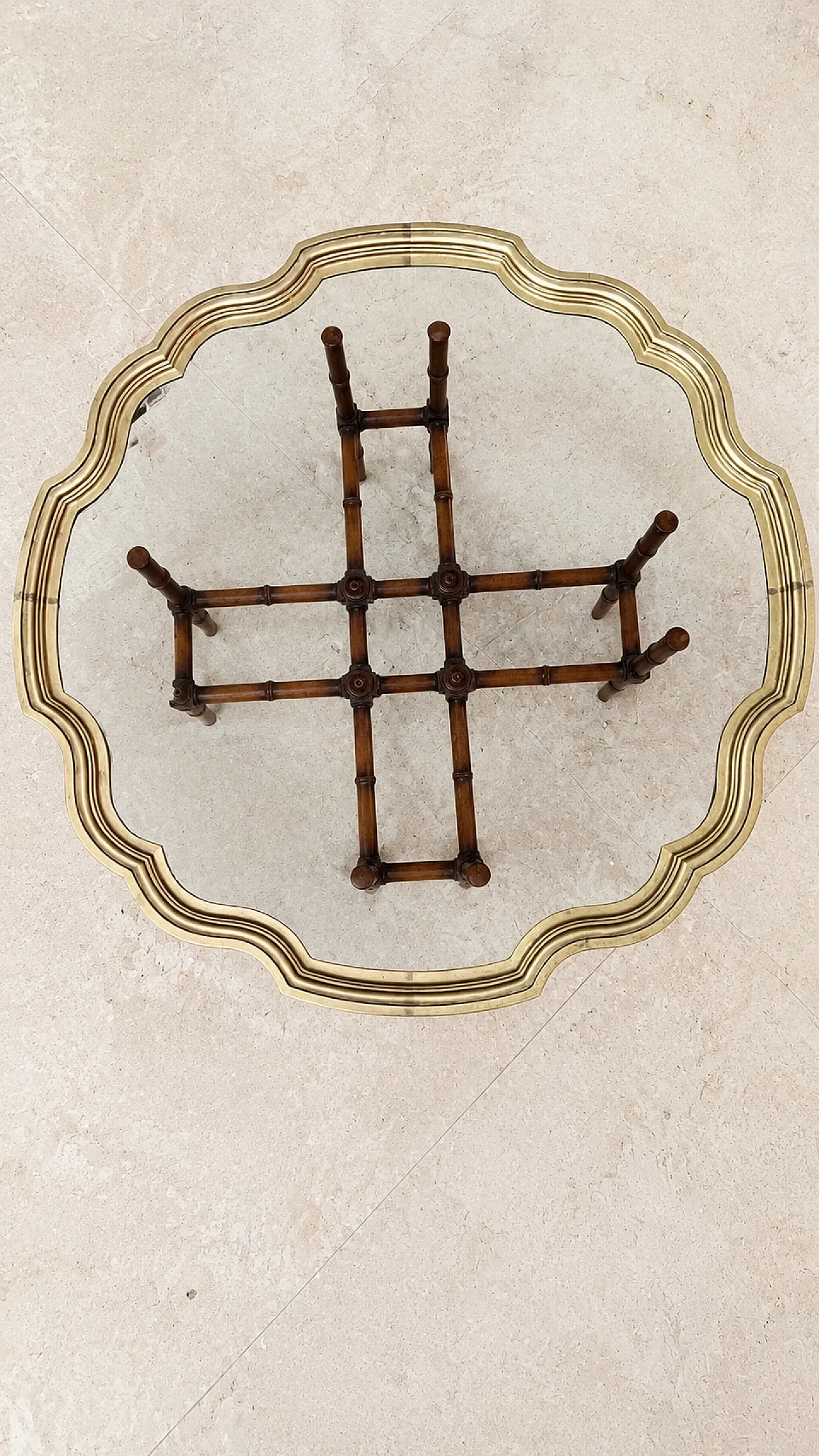 Bamboo and glass coffee table, 70s 8