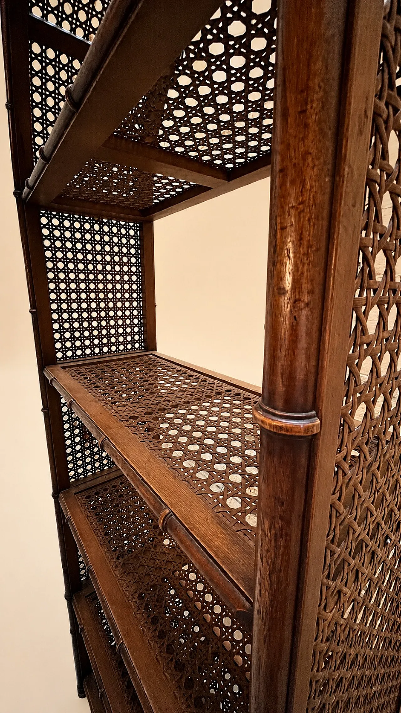 Woven wooden shelf, 70s 1
