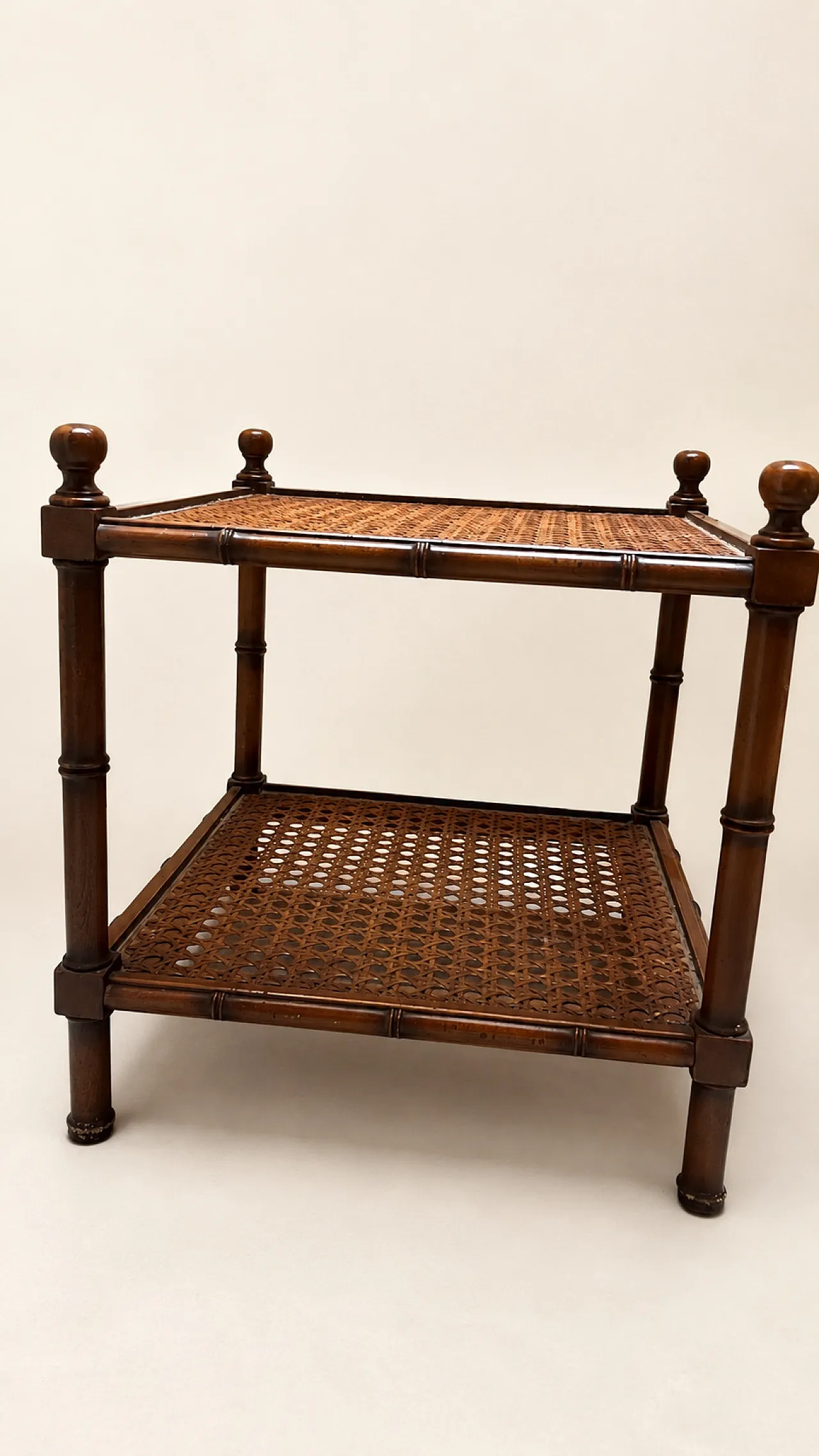Two-tier faux bamboo side table, 70s 1