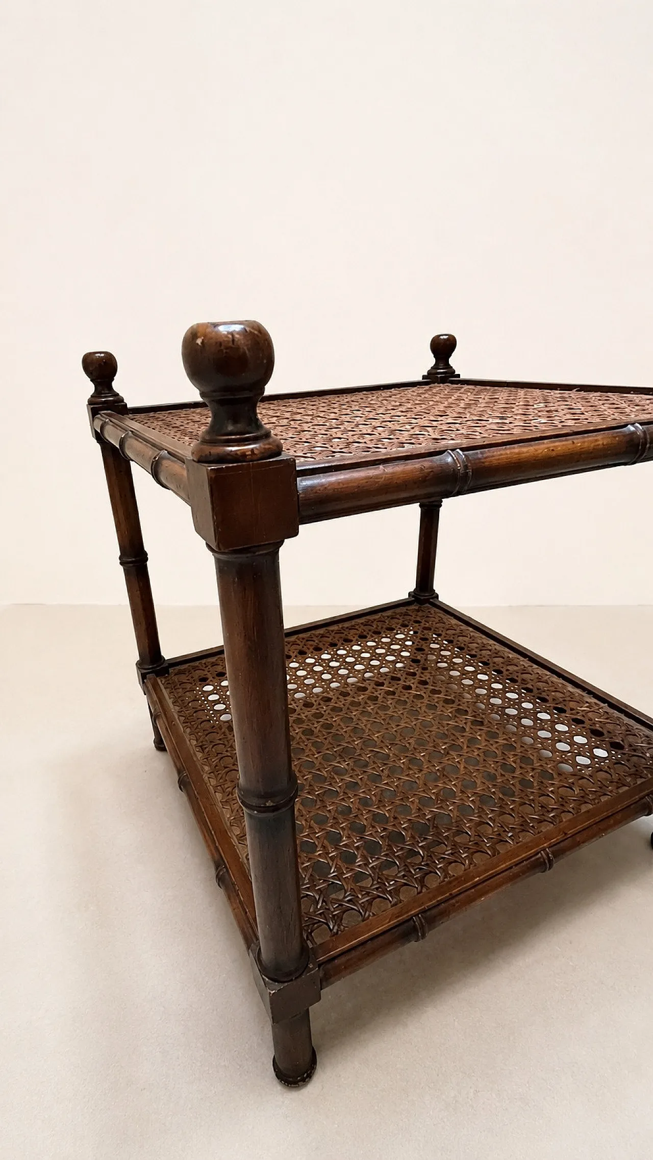 Two-tier faux bamboo side table, 70s 3