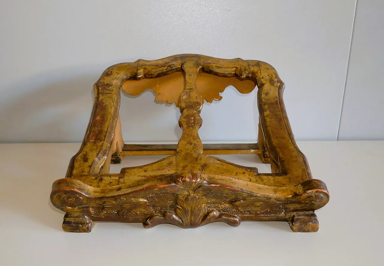 Antique gilded carved wooden lectern 12