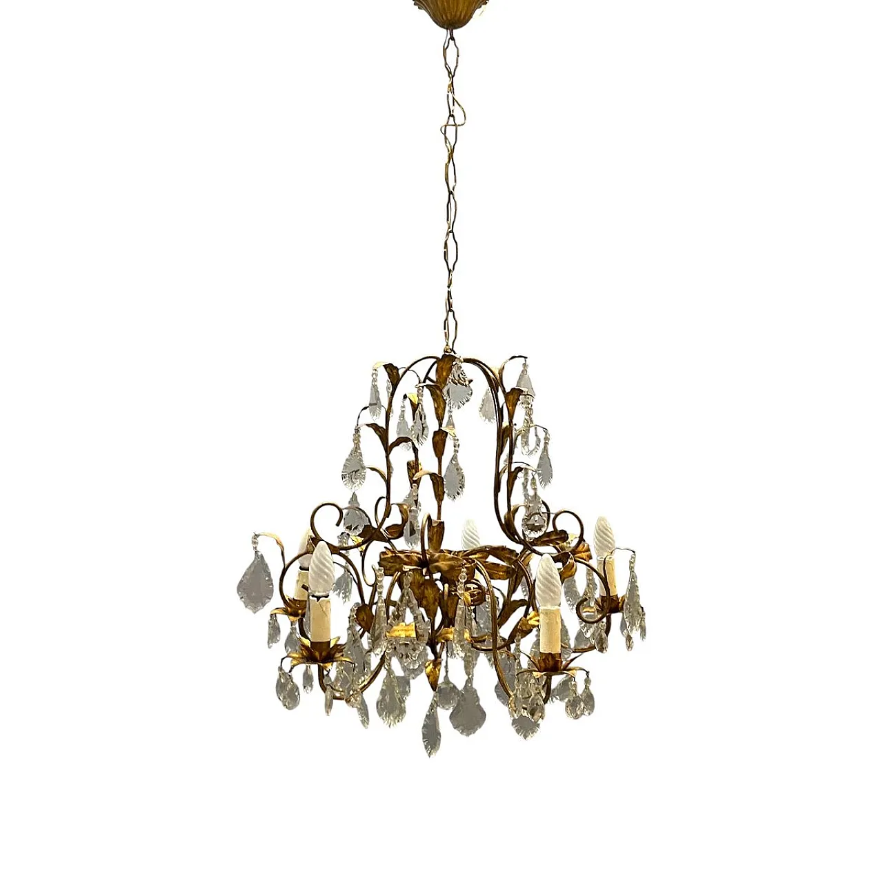 Golden chandelier, Italy, 1950s 1