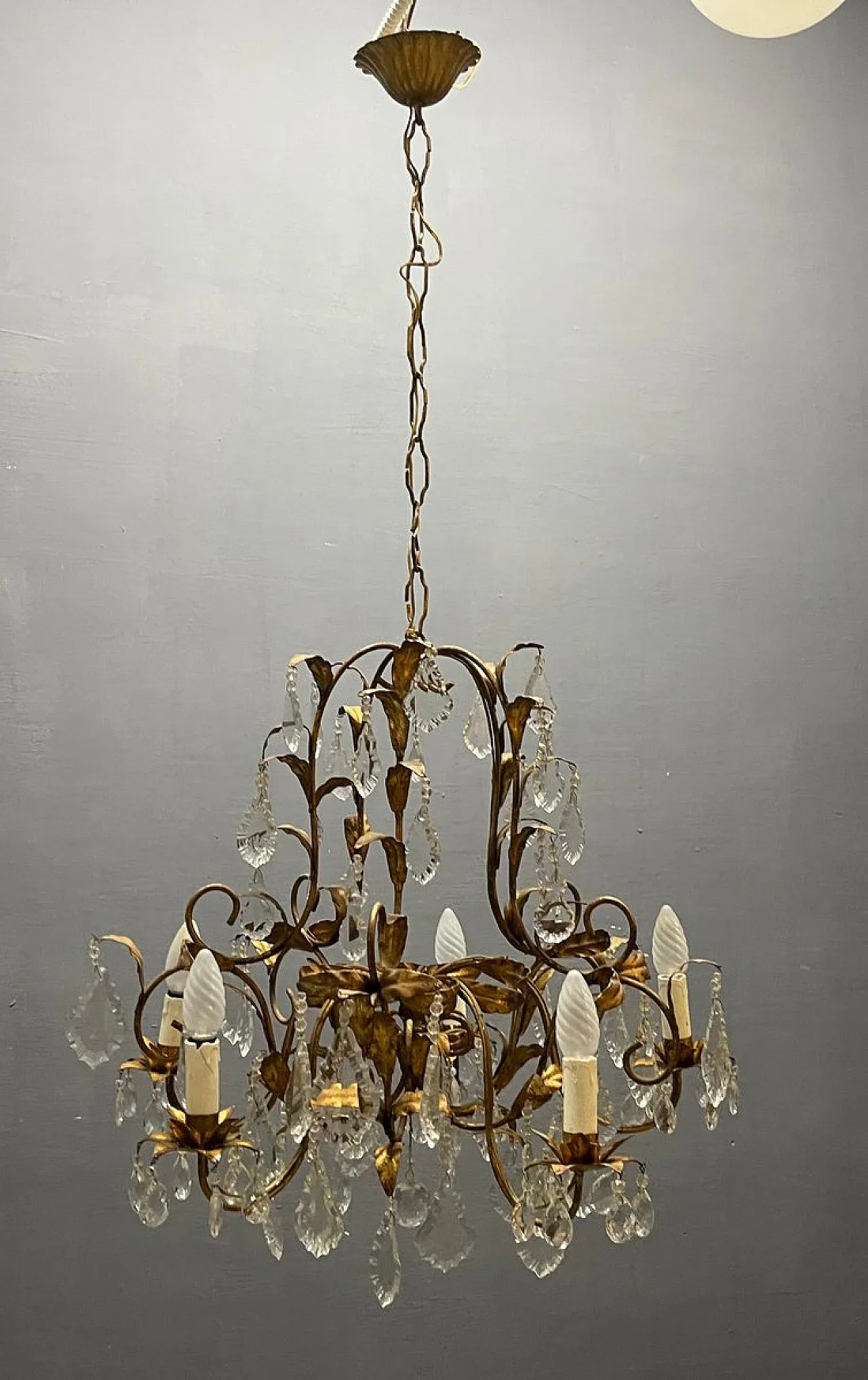Golden chandelier, Italy, 1950s 5