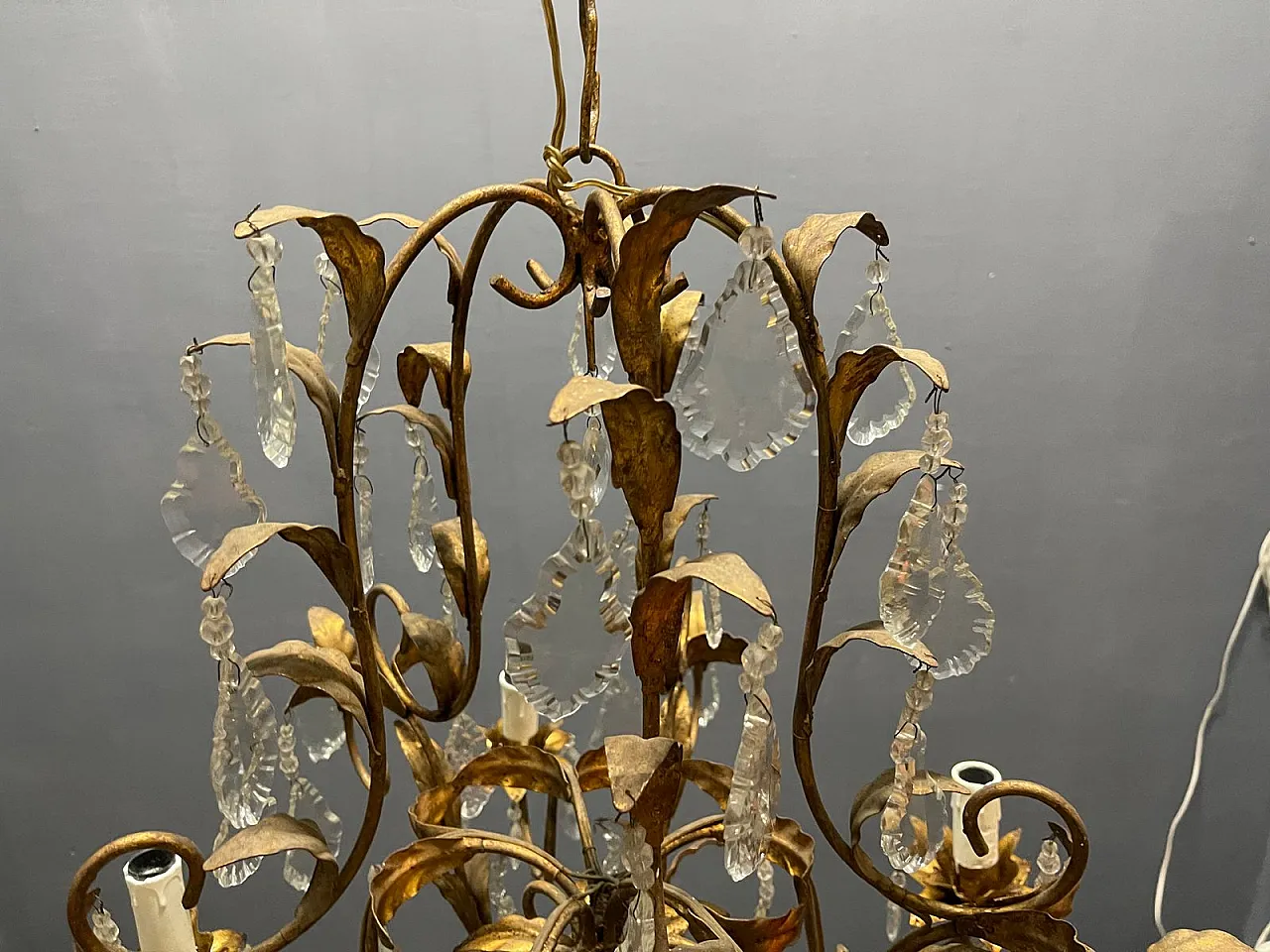 Golden chandelier, Italy, 1950s 6