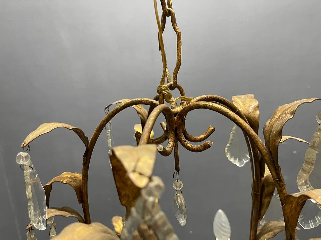 Golden chandelier, Italy, 1950s 8