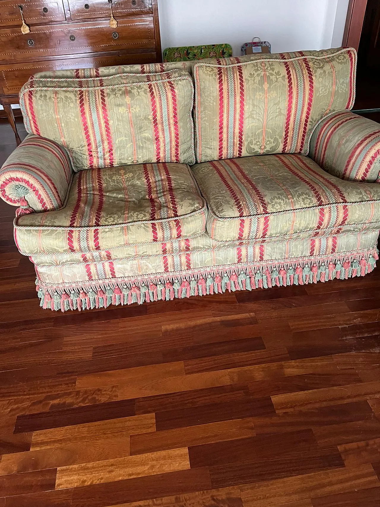 Pair of Buccione sofas in Rubelli fabric and feathers, 1990s 1