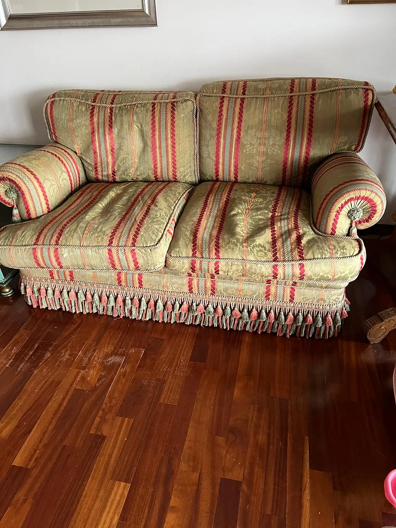 Pair of Buccione sofas in Rubelli fabric and feathers, 1990s 2