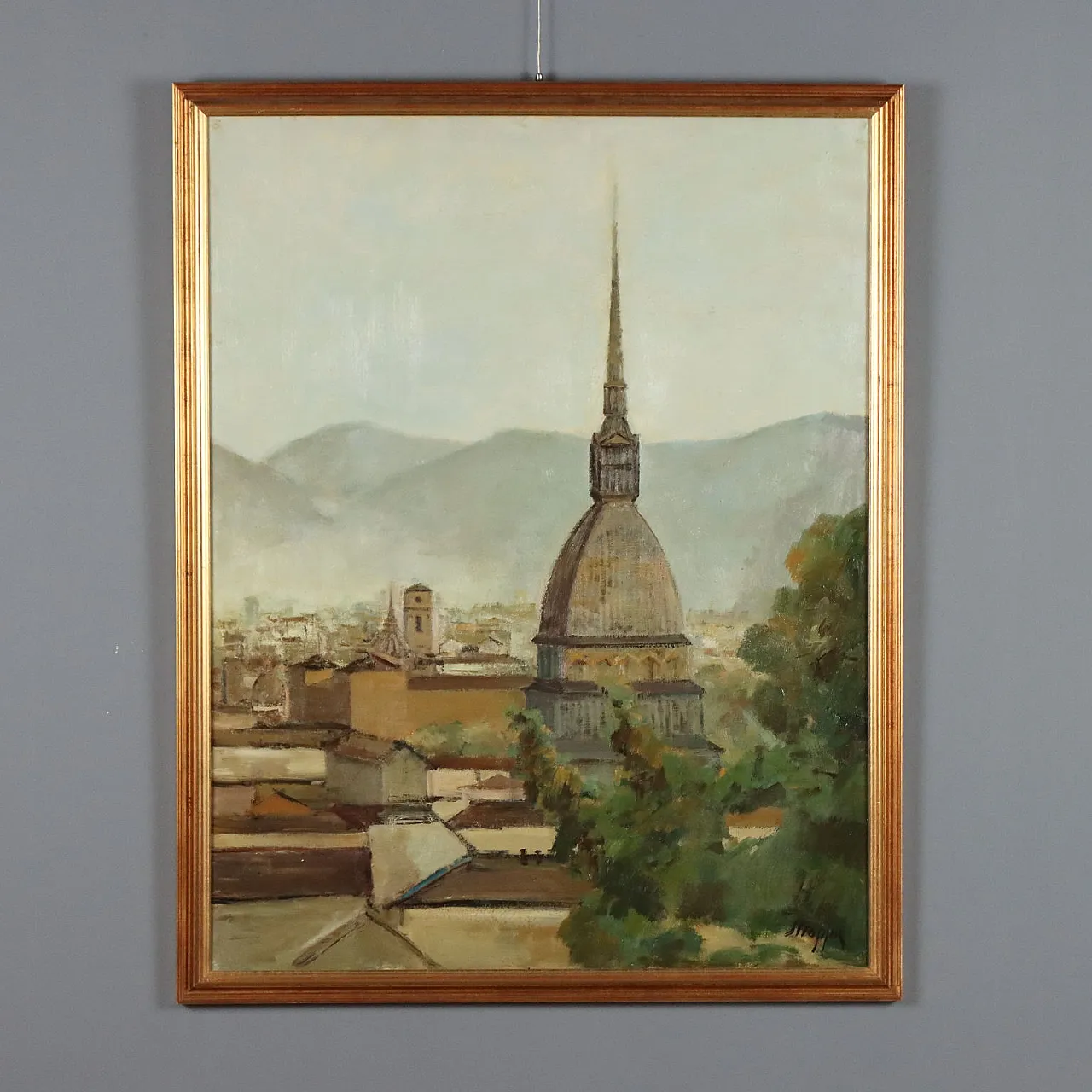 Painting by Leonardo Stroppa, oil on masonite, 20th century 1