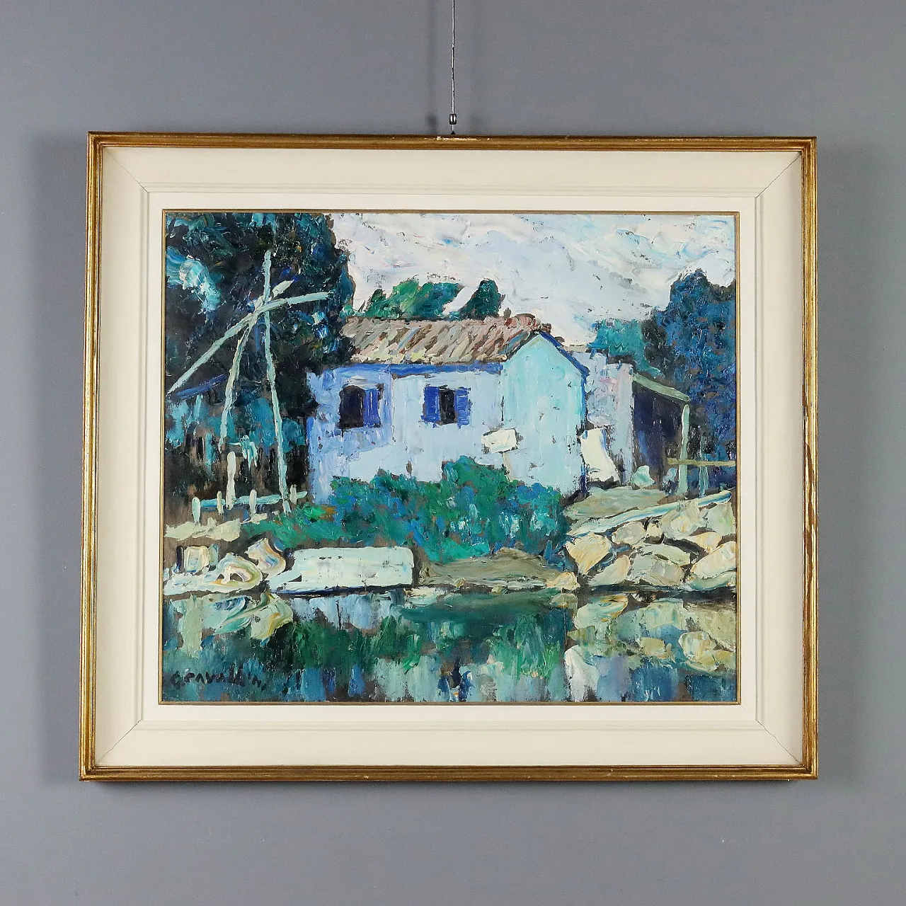 Painting by Giuseppe Cavallini, oil on panel, 20th century 1