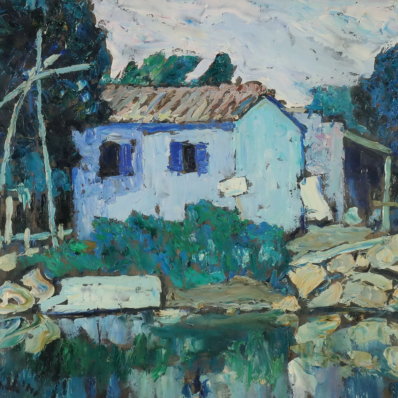 Painting by Giuseppe Cavallini, oil on panel, 20th century 3