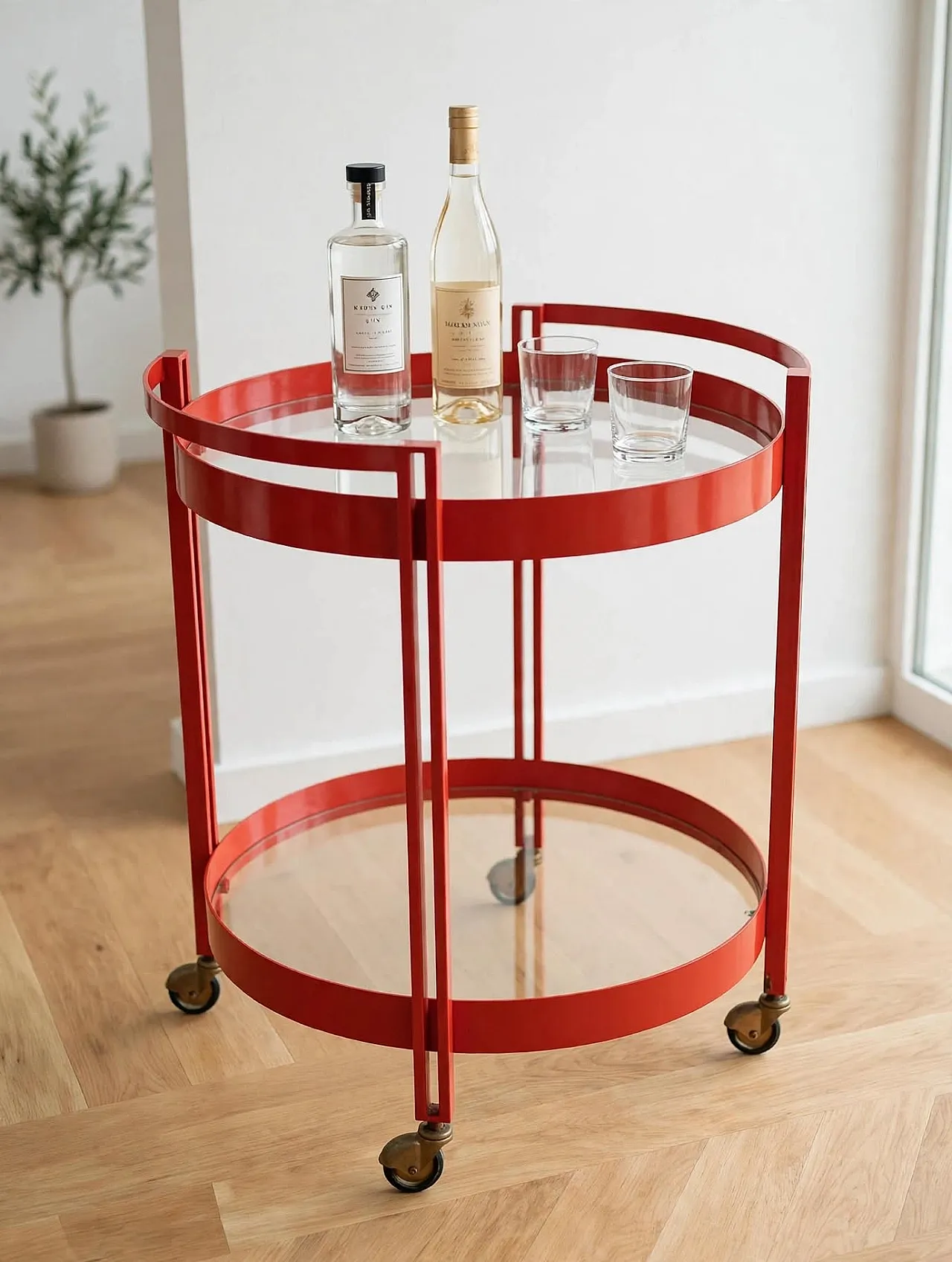 Bar cart fire red, 1970s 3