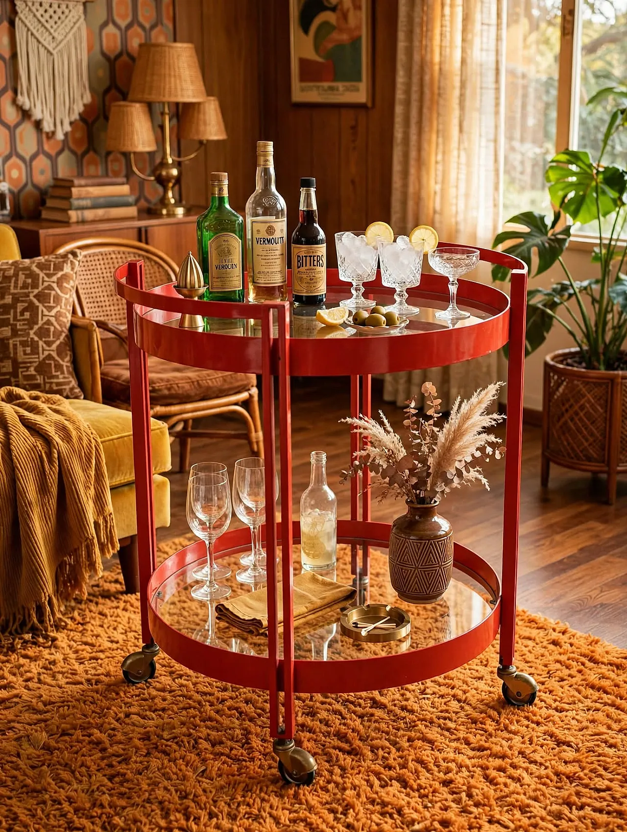 Bar cart fire red, 1970s 4