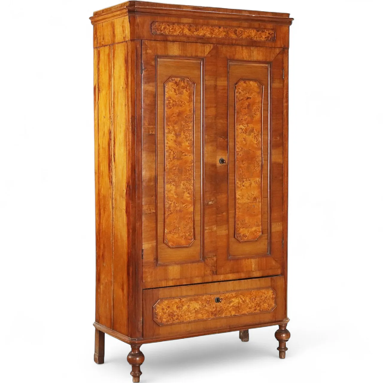 Umbertino wardrobe in walnut and walnut root, 19th century 11
