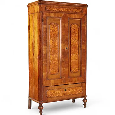 Umbertino wardrobe in walnut and walnut root, 19th century